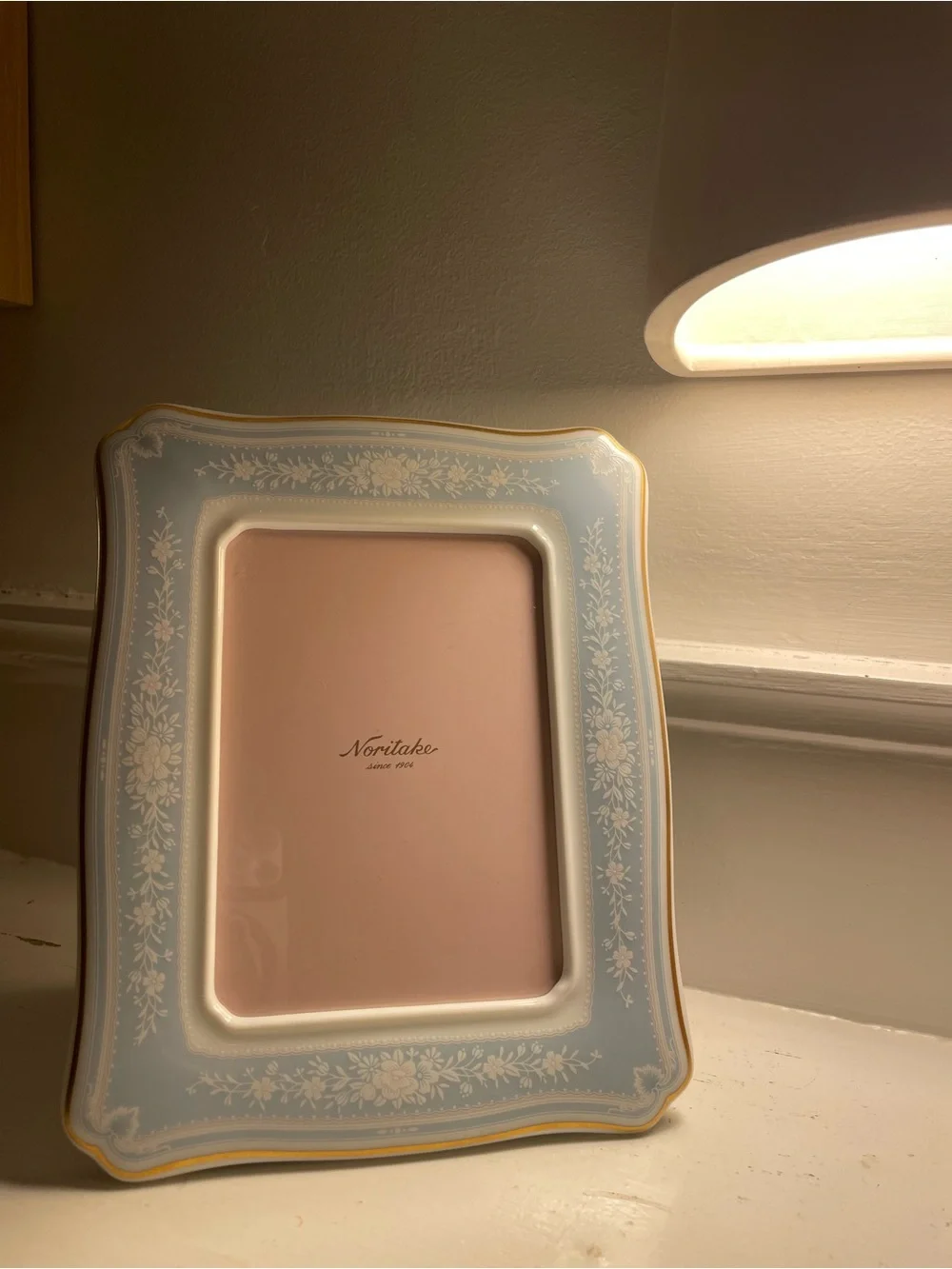 New Noritake Light Blue Floral and Gold Accent Ceramic Frame
